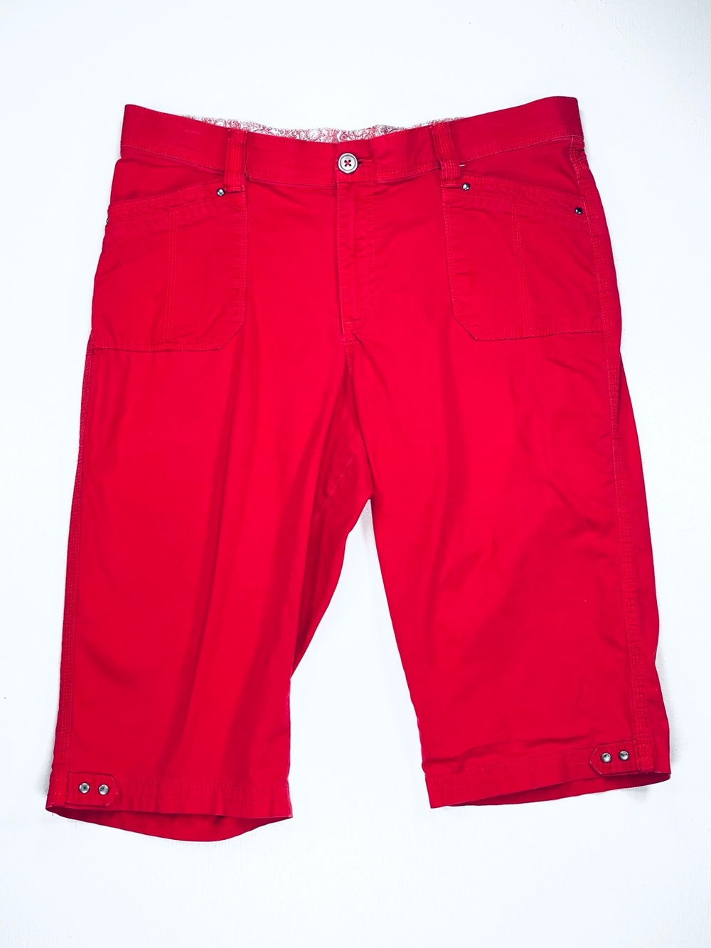 Vintage 2000s Y2K Lee Red Cotton Capri Pants Sporty Size 16